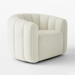 Fitz Channeled White Boucle Swivel Chair Set Of 2 -Chic Living Shop FitzCreamBclSwivelChr3QSSS23
