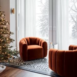 Fitz Channeled Russet Velvet Swivel Chair -Chic Living Shop FitzRussettSwivwelChairDC20 1x1