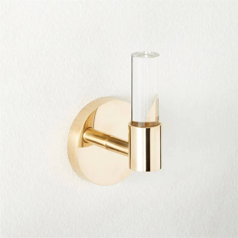 Flynn Crystal Unlacquered Brass Hook 3 Flynn Crystal Unlacquered Brass Hook