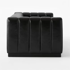 Forte Extra-Large Channeled Black Leather Sofa 101" -Chic Living Shop ForteChnnldBkLthrLgSofaSDSSF22