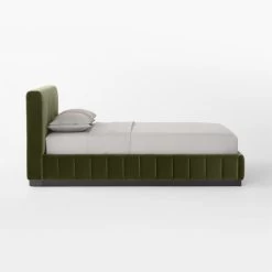 Forte Channeled Green Velvet Queen Bed -Chic Living Shop ForteGreenQueenBedSDSSF22