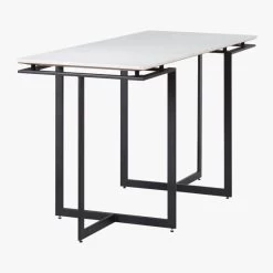 Fullerton Black Metal Desk With White Marble Top -Chic Living Shop FullertonMdlrDskW2Lgs3QBS18