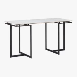 Fullerton Black Metal Desk With White Marble Top -Chic Living Shop FullertonMdlrDskW2Lgs3QFS18