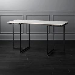 Fullerton Black Metal Desk With White Marble Top