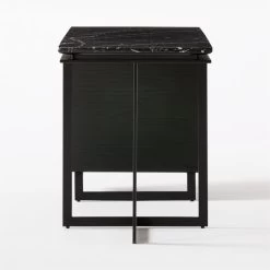 Fullerton 3-Drawer Black Metal And Oak Wood Desk With Black Marble Top -Chic Living Shop FullertonModBkDkWBkDrNLgSDF20