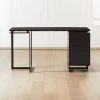 Fullerton 3-Drawer Black Metal And Oak Wood Desk With Black Marble Top -Chic Living Shop FullertonModBkDkWBkDrNLgSHF20 1x1