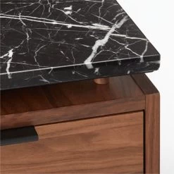 Fullerton 3-Drawer Metal And Walnut Wood Desk With Black Marble Top -Chic Living Shop FullertonModBkDkWWlDrNLgAVF20