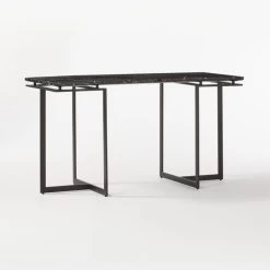 Fullerton Black Metal Desk With Black Marble Top -Chic Living Shop FullertonModBkDskWTwoLegs3QBF20