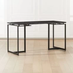 Fullerton Black Metal Desk With Black Marble Top -Chic Living Shop FullertonModBkDskWTwoLegsAV2SHF20 1x1