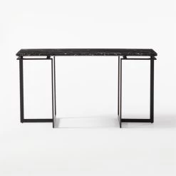 Fullerton Black Metal Desk With Black Marble Top -Chic Living Shop FullertonModBkDskWTwoLegsSOF20