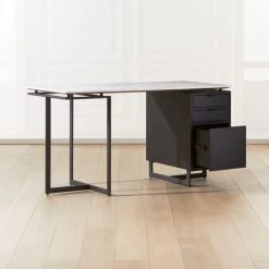 Fullerton 3-Drawer Black Metal And Oak Wood With White Marble Top -Chic Living Shop FullertonModWtDkWBkDrNLgAV2SHF20 1x1