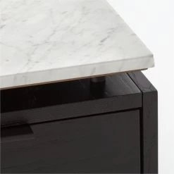 Fullerton 3-Drawer Black Metal And Oak Wood With White Marble Top -Chic Living Shop FullertonModWtDkWBkDrNLgAVF20 1