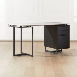 Fullerton 3-Drawer Black Metal And Oak Wood With White Marble Top -Chic Living Shop FullertonModWtDkWBkDrNLgAVSHF20 1x1