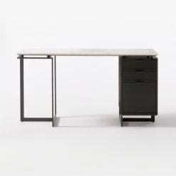 Fullerton 3-Drawer Black Metal And Oak Wood With White Marble Top -Chic Living Shop FullertonModWtDkWBkDrNLgSOF20