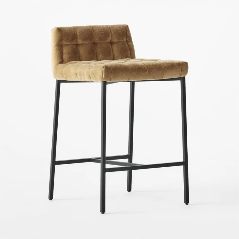 Gabe Gold Tufted Low-Back Counter Stool 5 Gabe Gold Tufted Low-Back Counter Stool - Image 3