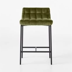 Gabe Pesto Tufted Low-Back Counter Stool -Chic Living Shop GabeTftdCounterStlPestoSOSSF22