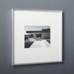 Gallery Brushed Silver Picture Frame With White Mat 8"x10"