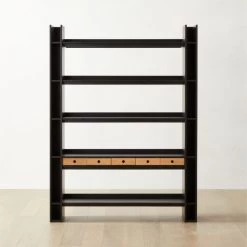Genova Black Ebonized Oak Bookcase -Chic Living Shop GenovaEbdOakPrstBkCsSHF22