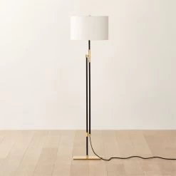 Greco Polished Brass And Black Foor Lamp