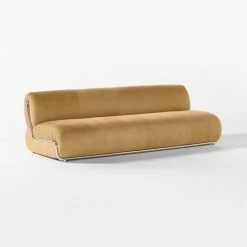 Hada Armless Beige Leather Sofa -Chic Living Shop HadaCamelLeatherSofa3QSSS23