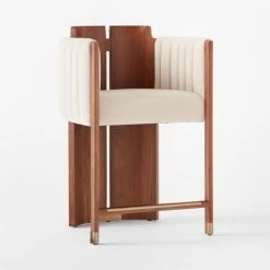 Half Moon Ivory Velvet Counter Stool -Chic Living Shop HalfMoonCounterStool3QSSS22