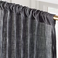 Harlow Black Striped Linen-Blend Sheer Window Curtain Panel 48"x84'' -Chic Living Shop HarlowBkLnStpdCrtn96PnlAV2SHF23
