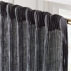 Harlow Black Striped Linen-Blend Sheer Window Curtain Panel 48"x84'' -Chic Living Shop HarlowBkLnStpdCrtn96PnlAV3SHF23