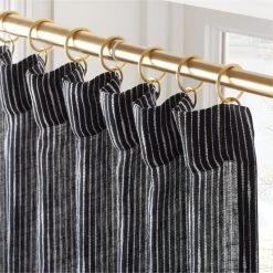 Harlow Black Striped Linen-Blend Sheer Window Curtain Panel 48"x84'' -Chic Living Shop HarlowBkLnStpdCrtn96PnlAVSHF23