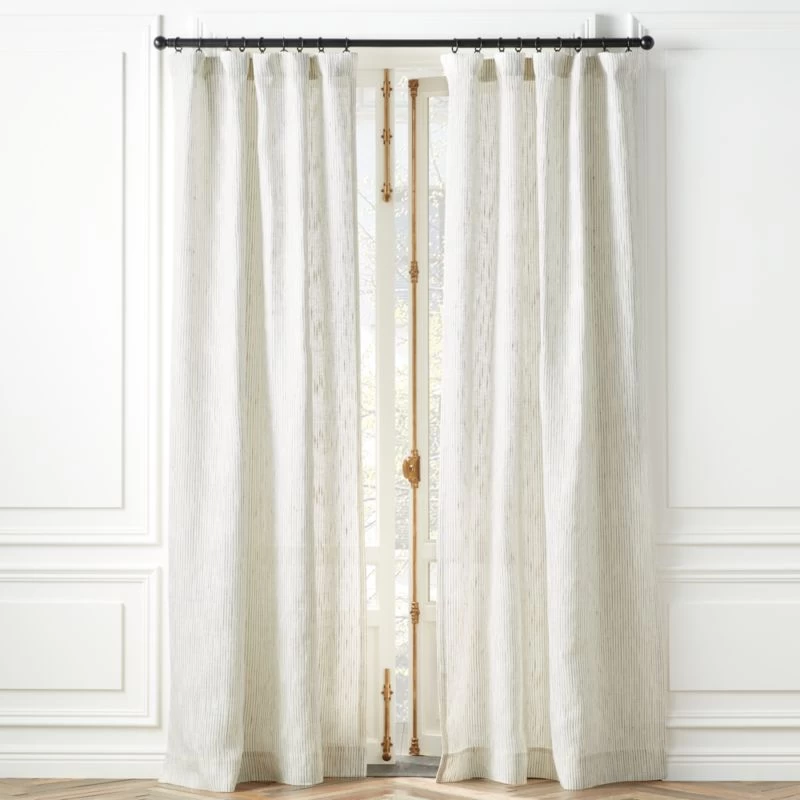 Harlow Striped Linen-Blend Sheer Window Curtain Panel 48"x84" 3 Harlow Striped Linen-Blend Sheer Window Curtain Panel 48"x84"