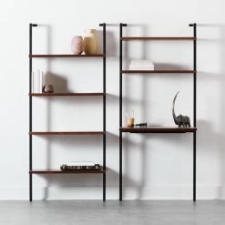 Helix Walnut Wood Wall Mount Desk With Shelves 70'' -Chic Living Shop HelixShortBookcaseNDeskFHS20 1x1