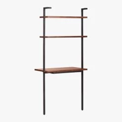 Helix Walnut Wood Wall Mount Desk With Shelves 70'' -Chic Living Shop HelixShortDeskWalnut3QBS20
