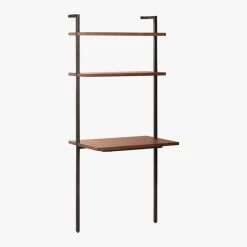 Helix Walnut Wood Wall Mount Desk With Shelves 70'' -Chic Living Shop HelixShortDeskWalnut3QS20