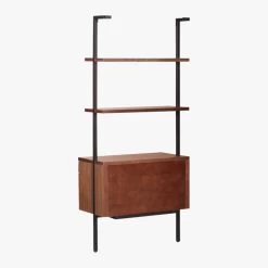 Helix 70" Walnut Bookcase With 2 Drawers -Chic Living Shop HelixShortShlf2DrwWalnut3QBS20