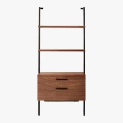 Helix 70" Walnut Bookcase With 2 Drawers -Chic Living Shop HelixShortShlf2DrwWalnutSOS20