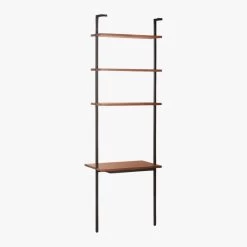 Helix Walnut Wood Wall Mount Desk With Shelves 96'' -Chic Living Shop HelixTallDeskWalnut3QBS20