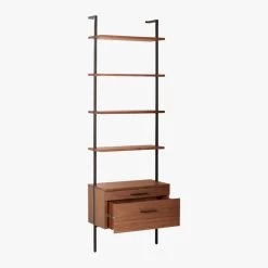 Helix 96" Walnut Bookcase With 2 Drawers -Chic Living Shop HelixTallShlf2DrwWalnut3QAVS20