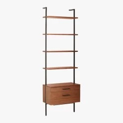 Helix 96" Walnut Bookcase With 2 Drawers -Chic Living Shop HelixTallShlf2DrwWalnut3QS20