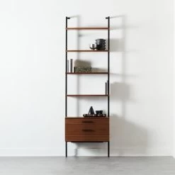 Helix 96" Walnut Bookcase With 2 Drawers -Chic Living Shop HelixTallShlf2DrwWalnutROS20 1x1