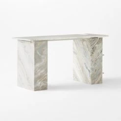 Hera Torrento Brown Marble Desk With Shelves -Chic Living Shop HeraMarbleDesk3QBSSF21