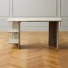 Hera Torrento Brown Marble Desk With Shelves -Chic Living Shop HeraMarbleDeskAVSHF21