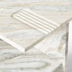 Hera Torrento Brown Marble Desk With Shelves -Chic Living Shop HeraMarbleDeskAVSSF21