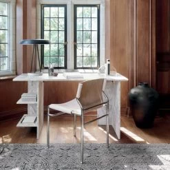Hera Torrento Brown Marble Desk With Shelves -Chic Living Shop HeraMarbleDeskJL21 1x1 1