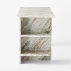 Hera Torrento Brown Marble Desk With Shelves -Chic Living Shop HeraMarbleDeskSDSSF21