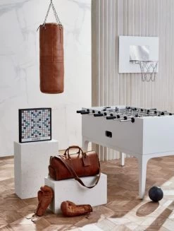 Leather Head Small Black Leather Basketball -Chic Living Shop HeritageTanLeatherPunchingOC19