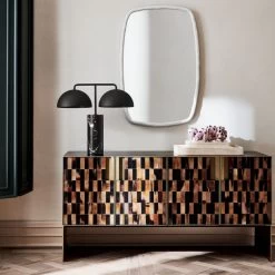 Tiled Horn And Acacia Wood Credenza -Chic Living Shop HornCredenzaDomesBlackSP21 1x1