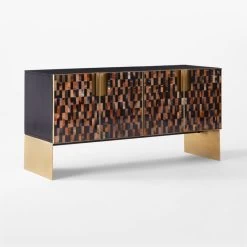 Tiled Horn And Acacia Wood Credenza -Chic Living Shop HornMediaCredenza3QSSF21
