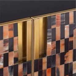 Tiled Horn And Acacia Wood Credenza -Chic Living Shop HornMediaCredenzaAVSSF21