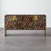 Tiled Horn And Acacia Wood Credenza