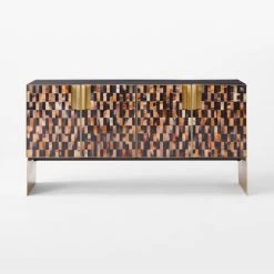 Tiled Horn And Acacia Wood Credenza -Chic Living Shop HornMediaCredenzaSOSSF21