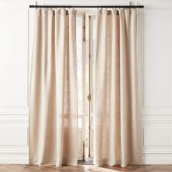 Heavyweight Natural Linen Window Curtain Panel 48''x84''